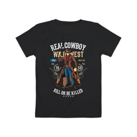 Детская футболка хлопок с принтом Red Dead Redemption в Петрозаводске, 100% хлопок | круглый вырез горловины, полуприлегающий силуэт, длина до линии бедер | вестерн | ковбой | револьвер