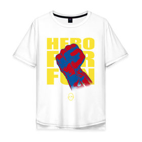 Мужская футболка хлопок Oversize с принтом Hero For Fun в Петрозаводске, 100% хлопок | свободный крой, круглый ворот, “спинка” длиннее передней части | ok hero | one | punchm anime | saitama | аниме | ванпанч