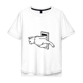 Мужская футболка хлопок Oversize с принтом Толстый Кот в Петрозаводске, 100% хлопок | свободный крой, круглый ворот, “спинка” длиннее передней части | cat | citty | fat | котик | кошак