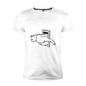 Мужская футболка премиум с принтом Толстый Кот в Петрозаводске, 92% хлопок, 8% лайкра | приталенный силуэт, круглый вырез ворота, длина до линии бедра, короткий рукав | cat | citty | fat | котик | кошак