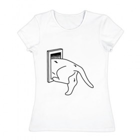 Женская футболка хлопок с принтом Толстый Кот в Петрозаводске, 100% хлопок | прямой крой, круглый вырез горловины, длина до линии бедер, слегка спущенное плечо | cat | citty | fat | котик | кошак