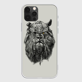 Чехол для iPhone 12 Pro Max с принтом Лев Викинг в Петрозаводске, Силикон |  | воин | война | зверь | тату | царь | череп | шлем