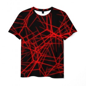 Мужская футболка 3D с принтом Abstract Lines в Петрозаводске, 100% полиэфир | прямой крой, круглый вырез горловины, длина до линии бедер | abstract | line | абстрактные | абстракция | линии | неон | узор