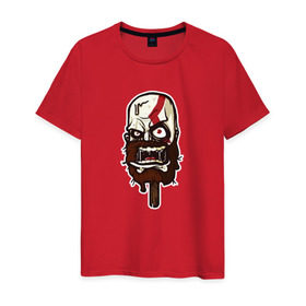 Мужская футболка хлопок с принтом God Of Ice Cream в Петрозаводске, 100% хлопок | прямой крой, круглый вырез горловины, длина до линии бедер, слегка спущенное плечо. | game | god of war | кратос | мороженое