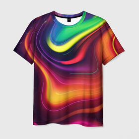 Мужская футболка 3D с принтом Крутые цвета в Петрозаводске, 100% полиэфир | прямой крой, круглый вырез горловины, длина до линии бедер | Тематика изображения на принте: градиент | крутые цвета | переход цветов | текстура