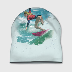 Шапка 3D с принтом Surfer Girl Anime Style в Петрозаводске, 100% полиэстер | универсальный размер, печать по всей поверхности изделия | Тематика изображения на принте: 