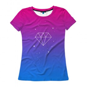 Женская футболка 3D с принтом Diamond в Петрозаводске, 100% полиэфир ( синтетическое хлопкоподобное полотно) | прямой крой, круглый вырез горловины, длина до линии бедер | кислотные костюмы | кислотные цвета | неон | флуоресцентные принты