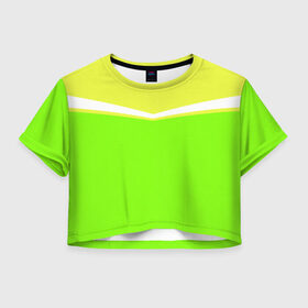 Женская футболка Cropp-top с принтом Угол зеленый в Петрозаводске, 100% полиэстер | круглая горловина, длина футболки до линии талии, рукава с отворотами | кислотные костюмы | кислотные цвета | неон | флуоресцентные принты