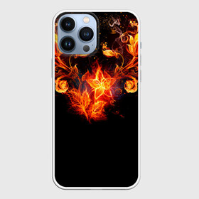 Чехол для iPhone 13 Pro Max с принтом Огненные цветы в темноте в Петрозаводске,  |  | abstraction | fire | flower | sparks | абстракция | броня | в огне | геометрия | золотой | искры | модная | ночь | огонь | пламя | прикольная | стильная | тату | темнота | цветок | цветы | черная