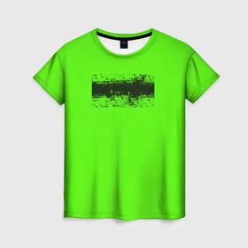 Женская футболка 3D с принтом Гранж зеленый в Петрозаводске, 100% полиэфир ( синтетическое хлопкоподобное полотно) | прямой крой, круглый вырез горловины, длина до линии бедер | кислотные костюмы | кислотные цвета | неон | флуоресцентные принты