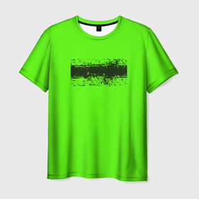 Мужская футболка 3D с принтом Гранж зеленый в Петрозаводске, 100% полиэфир | прямой крой, круглый вырез горловины, длина до линии бедер | Тематика изображения на принте: кислотные костюмы | кислотные цвета | неон | флуоресцентные принты