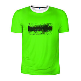 Мужская футболка 3D спортивная с принтом Гранж зеленый в Петрозаводске, 100% полиэстер с улучшенными характеристиками | приталенный силуэт, круглая горловина, широкие плечи, сужается к линии бедра | кислотные костюмы | кислотные цвета | неон | флуоресцентные принты