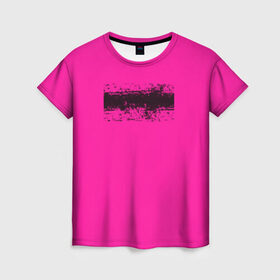 Женская футболка 3D с принтом Гранж розовый в Петрозаводске, 100% полиэфир ( синтетическое хлопкоподобное полотно) | прямой крой, круглый вырез горловины, длина до линии бедер | кислотные костюмы | кислотные цвета | неон | флуоресцентные принты