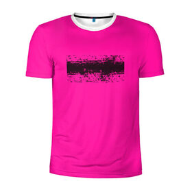 Мужская футболка 3D спортивная с принтом Гранж розовый в Петрозаводске, 100% полиэстер с улучшенными характеристиками | приталенный силуэт, круглая горловина, широкие плечи, сужается к линии бедра | кислотные костюмы | кислотные цвета | неон | флуоресцентные принты