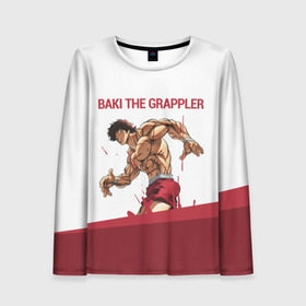 Женский лонгслив 3D с принтом Baki the Grappler / Боец Баки в Петрозаводске, 100% полиэстер | длинные рукава, круглый вырез горловины, полуприлегающий силуэт | ahegao | anime | baki | fighter | grappler | manga | the | аниме | анимешники | анимешнику | ахегао | баки | боевые | боец | бойцы | доппо | драки | искусства | манга | мульт | мультик | сериал | хамма | юдзиро