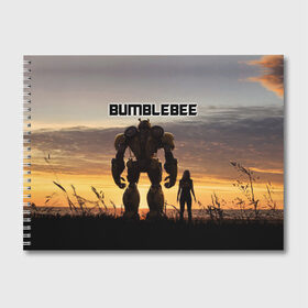 Альбом для рисования с принтом BUMBLEBEE в Петрозаводске, 100% бумага
 | матовая бумага, плотность 200 мг. | bumblebee | автобот | бамблби | герой | камаро | прайм | робот | трансформеры | фильм | шевроле