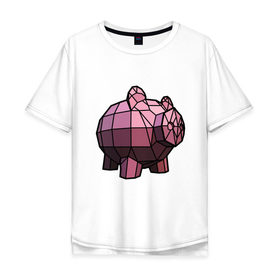 Мужская футболка хлопок Oversize с принтом Геометрическая свинка в Петрозаводске, 100% хлопок | свободный крой, круглый ворот, “спинка” длиннее передней части | 