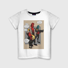 Детская футболка хлопок с принтом hellboy в Петрозаводске, 100% хлопок | круглый вырез горловины, полуприлегающий силуэт, длина до линии бедер | heroes | super | супергерой | хелбой | хеллбой