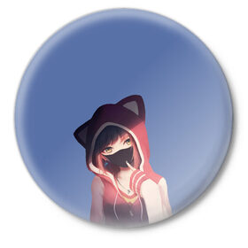 Значок с принтом Аниме девушка в маске с ушками в Петрозаводске,  металл | круглая форма, металлическая застежка в виде булавки | аниме | аниме девушка | девушка | девушка в маске | девушка с ушками | маска | ушки