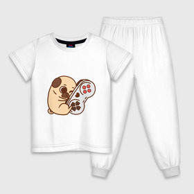Детская пижама хлопок с принтом Мопс Игроман в Петрозаводске, 100% хлопок |  брюки и футболка прямого кроя, без карманов, на брюках мягкая резинка на поясе и по низу штанин
 | Тематика изображения на принте: 