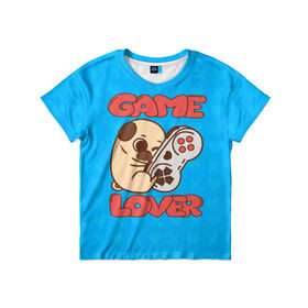 Детская футболка 3D с принтом Мопс Геймер в Петрозаводске, 100% гипоаллергенный полиэфир | прямой крой, круглый вырез горловины, длина до линии бедер, чуть спущенное плечо, ткань немного тянется | Тематика изображения на принте: gamer | pug | игры | любитель