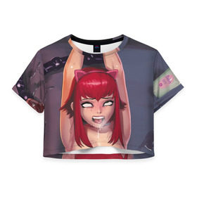 Женская футболка 3D укороченная с принтом Ahegao в Петрозаводске, 100% полиэстер | круглая горловина, длина футболки до линии талии, рукава с отворотами | ahegao | anime | manga | аниме | ахегао | манга
