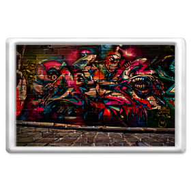 Магнит 45*70 с принтом disquared urban graffity в Петрозаводске, Пластик | Размер: 78*52 мм; Размер печати: 70*45 | Тематика изображения на принте: grafity | paint | street art | urban | город | граффити | искусство | кирпичи | краски | рисунки | стена | улицы | уличное искусство