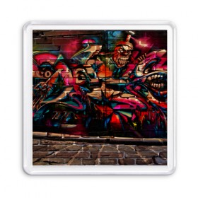 Магнит 55*55 с принтом disquared urban graffity в Петрозаводске, Пластик | Размер: 65*65 мм; Размер печати: 55*55 мм | Тематика изображения на принте: grafity | paint | street art | urban | город | граффити | искусство | кирпичи | краски | рисунки | стена | улицы | уличное искусство