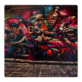 Магнитный плакат 3Х3 с принтом disquared urban graffity в Петрозаводске, Полимерный материал с магнитным слоем | 9 деталей размером 9*9 см | Тематика изображения на принте: grafity | paint | street art | urban | город | граффити | искусство | кирпичи | краски | рисунки | стена | улицы | уличное искусство