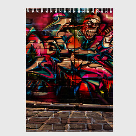 Скетчбук с принтом disquared urban graffity в Петрозаводске, 100% бумага
 | 48 листов, плотность листов — 100 г/м2, плотность картонной обложки — 250 г/м2. Листы скреплены сверху удобной пружинной спиралью | grafity | paint | street art | urban | город | граффити | искусство | кирпичи | краски | рисунки | стена | улицы | уличное искусство