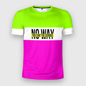 Мужская футболка 3D спортивная с принтом Serious зелено-розовый в Петрозаводске, 100% полиэстер с улучшенными характеристиками | приталенный силуэт, круглая горловина, широкие плечи, сужается к линии бедра | кислотные костюмы | кислотные цвета | неон | флуоресцентные принты