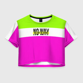 Женская футболка 3D укороченная с принтом Serious зелено-розовый в Петрозаводске, 100% полиэстер | круглая горловина, длина футболки до линии талии, рукава с отворотами | кислотные костюмы | кислотные цвета | неон | флуоресцентные принты