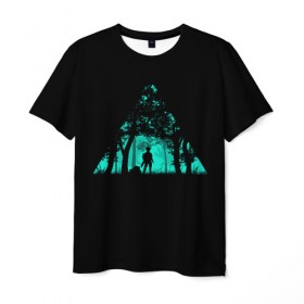 Мужская футболка 3D с принтом Таинственный лес в Петрозаводске, 100% полиэфир | прямой крой, круглый вырез горловины, длина до линии бедер | кислотные костюмы | кислотные цвета | неон | флуоресцентные принты