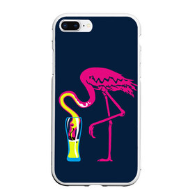 Чехол для iPhone 7Plus/8 Plus матовый с принтом Кислотный фламинго в Петрозаводске, Силикон | Область печати: задняя сторона чехла, без боковых панелей | кислотные костюмы | кислотные цвета | неон | флуоресцентные принты