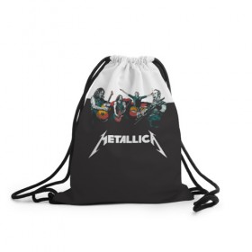 Рюкзак-мешок 3D с принтом Metallica в Петрозаводске, 100% полиэстер | плотность ткани — 200 г/м2, размер — 35 х 45 см; лямки — толстые шнурки, застежка на шнуровке, без карманов и подкладки | metallica | барабаны | гитары | дэйвмастейн | метал | металисты | металлика | неформалы | рок | рокеры