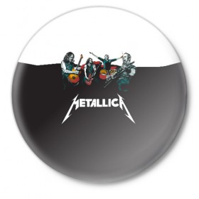 Значок с принтом Metallica в Петрозаводске,  металл | круглая форма, металлическая застежка в виде булавки | metallica | барабаны | гитары | дэйвмастейн | метал | металисты | металлика | неформалы | рок | рокеры
