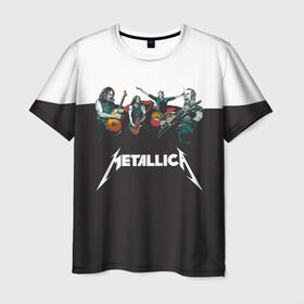 Мужская футболка 3D с принтом Metallica в Петрозаводске, 100% полиэфир | прямой крой, круглый вырез горловины, длина до линии бедер | metallica | барабаны | гитары | дэйвмастейн | метал | металисты | металлика | неформалы | рок | рокеры