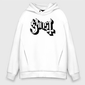 Мужское худи Oversize хлопок с принтом Ghost в Петрозаводске, френч-терри — 70% хлопок, 30% полиэстер. Мягкий теплый начес внутри —100% хлопок | боковые карманы, эластичные манжеты и нижняя кромка, капюшон на магнитной кнопке | ghostemane | ghostemane mercury | ghostemane nihi | trash gang | гостмейн