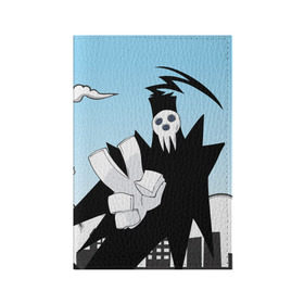 Обложка для паспорта матовая кожа с принтом Soul Eater - Shinigami в Петрозаводске, натуральная матовая кожа | размер 19,3 х 13,7 см; прозрачные пластиковые крепления | lord death | shinigami | soul eater | пожиратель душ | синигами
