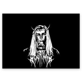 Поздравительная открытка с принтом Ghostemane devil в Петрозаводске, 100% бумага | плотность бумаги 280 г/м2, матовая, на обратной стороне линовка и место для марки
 | ghostemane | ghostemane mercury | ghostemane nihi | trash gang | гостмейн