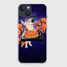 Чехол для iPhone 13 с принтом Пицца   Кот в Петрозаводске,  |  | cat | galaxy | lightning | pizza | грозовой кошак | диджей | космос | кот | котики | котэ | кошак | метеориты | молния | пицца | прикол | приколы с котами | прикольная