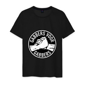 Мужская футболка хлопок с принтом Gabbers в Петрозаводске, 100% хлопок | прямой крой, круглый вырез горловины, длина до линии бедер, слегка спущенное плечо. | Тематика изображения на принте: gabber | hardcore | hardcoremusic