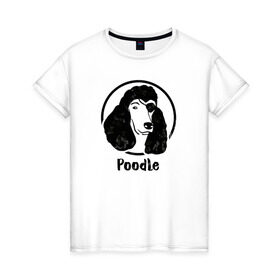 Женская футболка хлопок с принтом Пират Пудель в Петрозаводске, 100% хлопок | прямой крой, круглый вырез горловины, длина до линии бедер, слегка спущенное плечо | dog | dog face | pirate | poodle | пират | пудель | собака