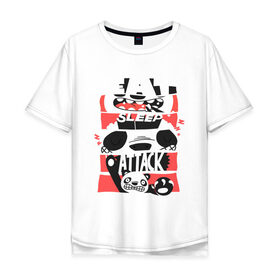 Мужская футболка хлопок Oversize с принтом Жизнь Панды в Петрозаводске, 100% хлопок | свободный крой, круглый ворот, “спинка” длиннее передней части | live | mishka | panda | медведь | мишка