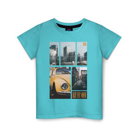 Детская футболка хлопок с принтом Enjoy every moment в Петрозаводске, 100% хлопок | круглый вырез горловины, полуприлегающий силуэт, длина до линии бедер |  коллаж | автомобиль | арт | город | машины