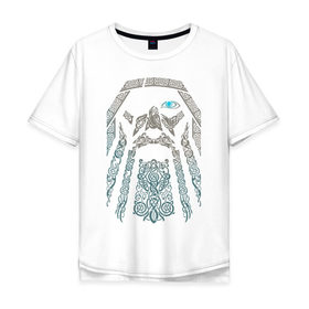 Мужская футболка хлопок Oversize с принтом Odinn в Петрозаводске, 100% хлопок | свободный крой, круглый ворот, “спинка” длиннее передней части | good | viking | vikings | бог | викинг | викинги | кельтское | один | плетение | скандинавы | язычник