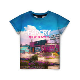 Детская футболка 3D с принтом Far Cry New Dawn в Петрозаводске, 100% гипоаллергенный полиэфир | прямой крой, круглый вырез горловины, длина до линии бедер, чуть спущенное плечо, ткань немного тянется | 
