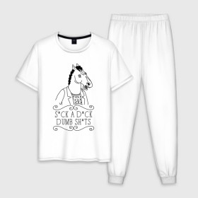 Мужская пижама хлопок с принтом BoJack в Петрозаводске, 100% хлопок | брюки и футболка прямого кроя, без карманов, на брюках мягкая резинка на поясе и по низу штанин
 | bojack | horseman | боджек | конь