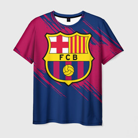 Мужская футболка 3D с принтом Барселона в Петрозаводске, 100% полиэфир | прямой крой, круглый вырез горловины, длина до линии бедер | barca | barcelona | barsa | fc barcelona | барса | барселона | болел | испания | каталонцы | клубная | лалига | сине гранатовые | фанатская | форма | футбол | футбольная | футбольный клуб