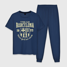 Мужская пижама хлопок с принтом Барселона в Петрозаводске, 100% хлопок | брюки и футболка прямого кроя, без карманов, на брюках мягкая резинка на поясе и по низу штанин
 | barca | barcelona | barsa | fc barcelona | барса | барселона | болел | испания | каталонцы | клубная | лалига | сине гранатовые | фанатская | форма | футбол | футбольная | футбольный клуб